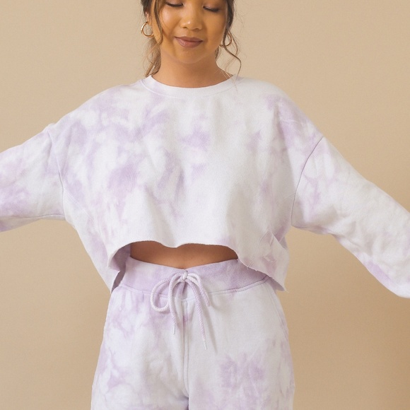 Lavender purple tie dye crop shorts - Picture 4 of 4